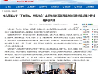 【安徽教育网】MG冰球突破官网网站“不忘初心、牢记使命”主题教育巡回指导组参加院级党组织集中研讨并开展调研