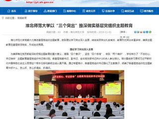 《安徽教育网》报道冰球官网以“三个突出”推深做实基层党组织主题教育