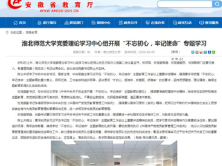【安徽教育网】首页：MG冰球突破官网网站党委理论学习中心组开展“不忘初心，牢记使命”专题学习