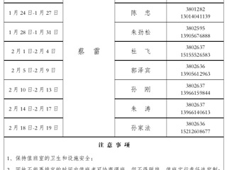 MG冰球突破官网网站（滨湖校区）管理办公室2016年寒假值班表