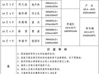 MG冰球突破官网网站（相山校区）学校办公室2013年国庆假期值班表